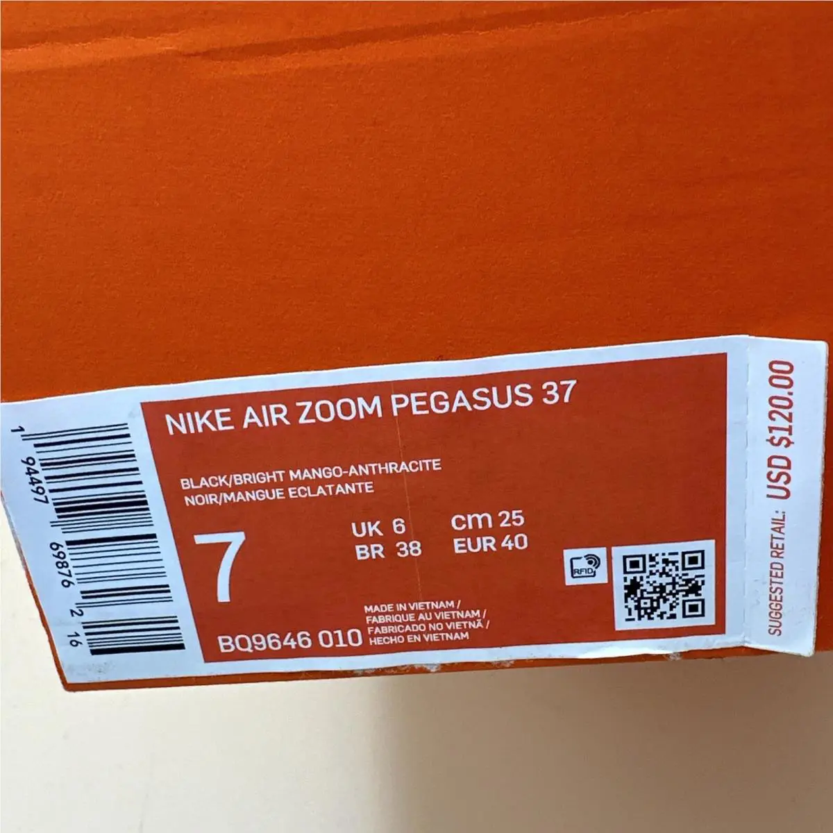 Nike shoes - Nike Zoom Pegasus 37 - Zoom Pegasus - BQ9646-010 - BLACK / BRIGHT MANGO (UPC: 0194497698762) 20