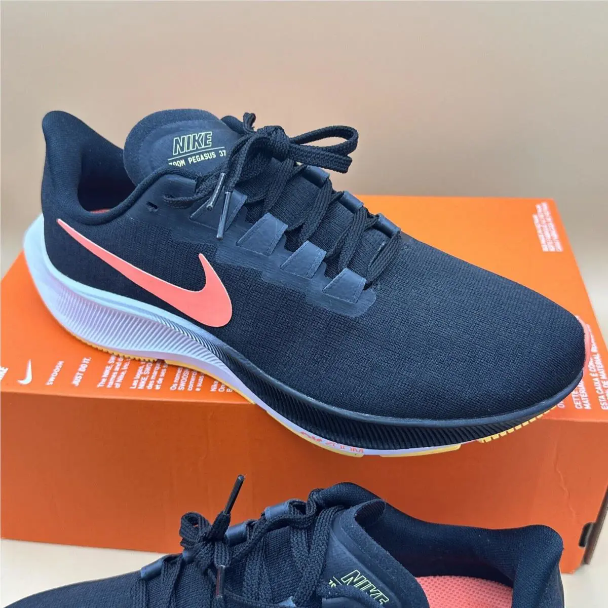 Nike shoes - Nike Zoom Pegasus 37 - Zoom Pegasus - BQ9646-010 - BLACK / BRIGHT MANGO (UPC: 0194497698762) 6