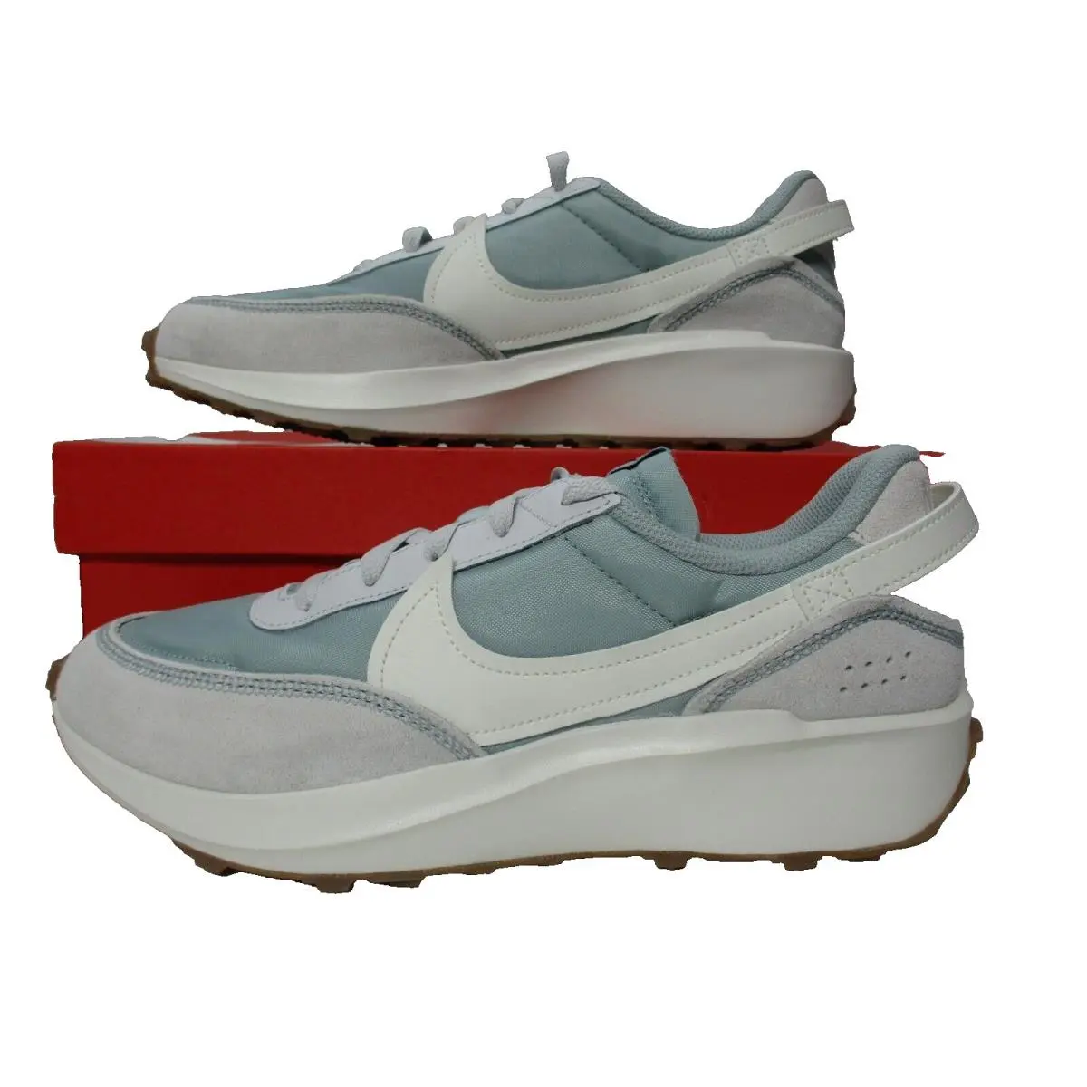Nike Waffle Debut Light Pumice Teal Blue Shoes Mens Sz 9.5 Womens Sz 11
