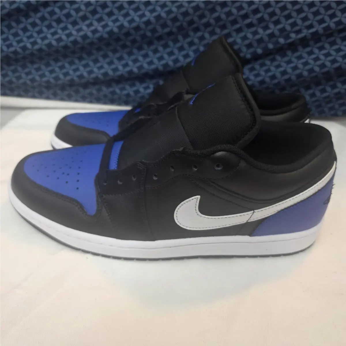 Nike Air Jordan 1 Low Sneaker Shoes Black White Game Royal Men`s Size 10 - BLACK/WHITE/BLUE