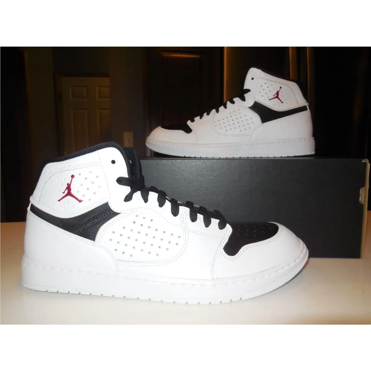 Men`s Nike Air Jordan Access Shoes White/bred -style AR3762 101 -size 10.5 -new