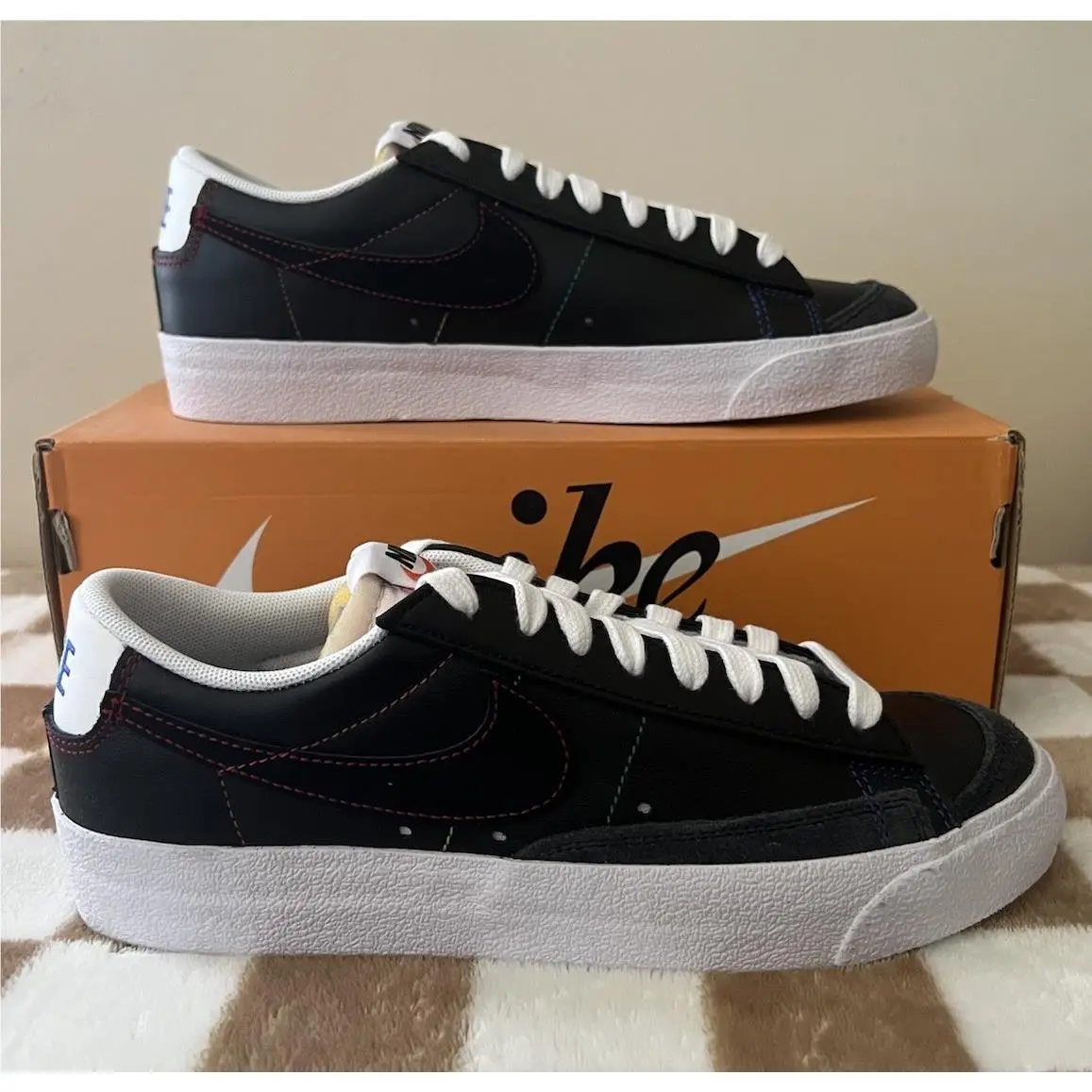 Blazer Low ‘77 Sneakers Black/white/color Stitch DJ6000-001 Women’s 7 by Nike