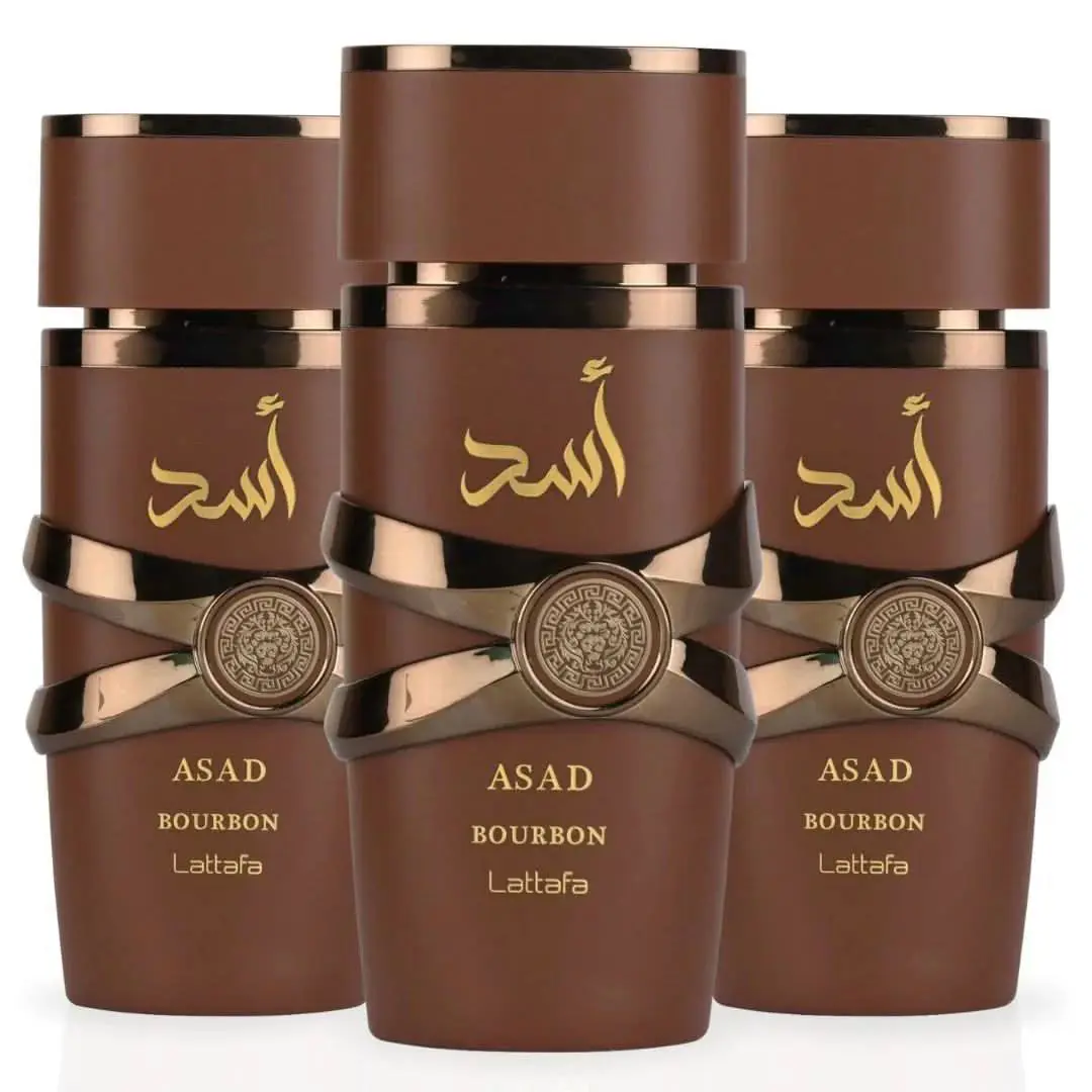 Asad Bourbon Eau de Parfum Spray 100ml 3.4 oz by Lattafa Pack of 3