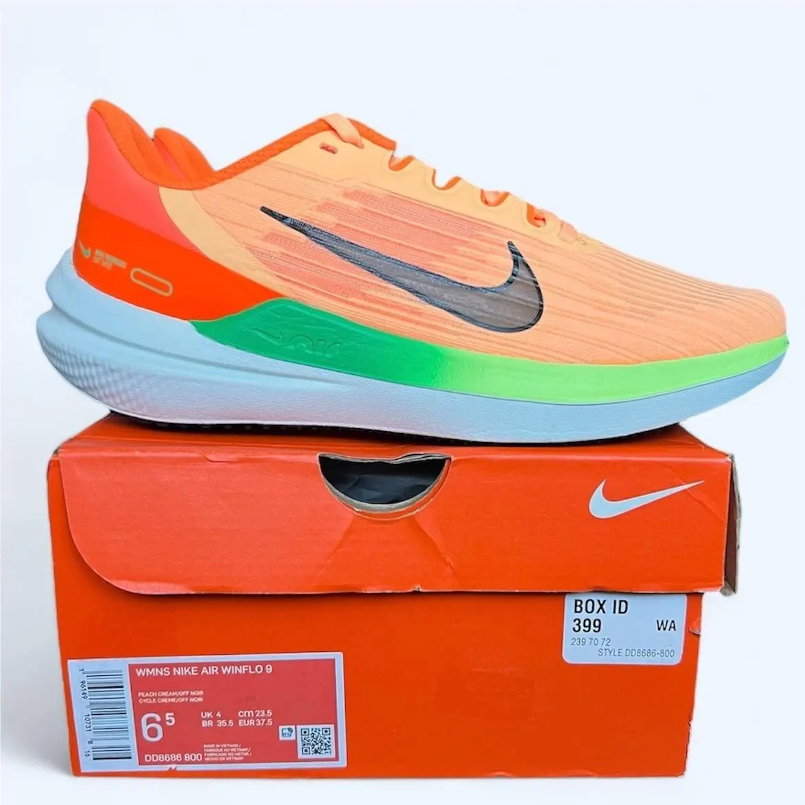 Nike Air Winflo 9 Size 6.5 Women`s Athletic Shoes Peach Cream DD8686-800