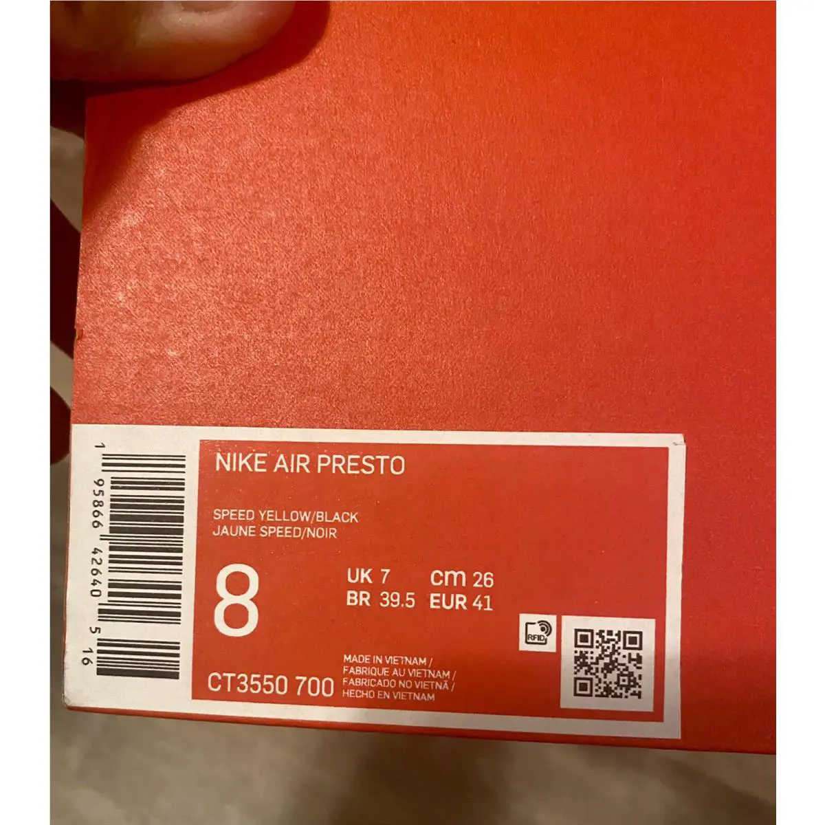 Nike shoes - Nike Air Presto - Air Presto - CT3550 700 - Speed Yellow/Black (UPC: 195866426429) 10