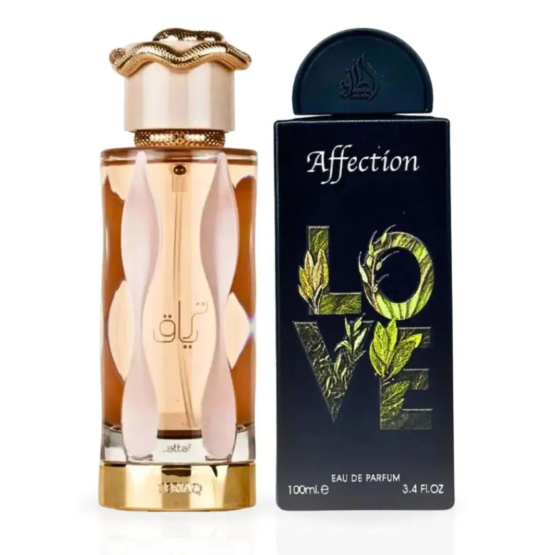 Teriaq Affection Eau de Parfum Sprays 100ml 3.4 oz by Lattafa Bundle