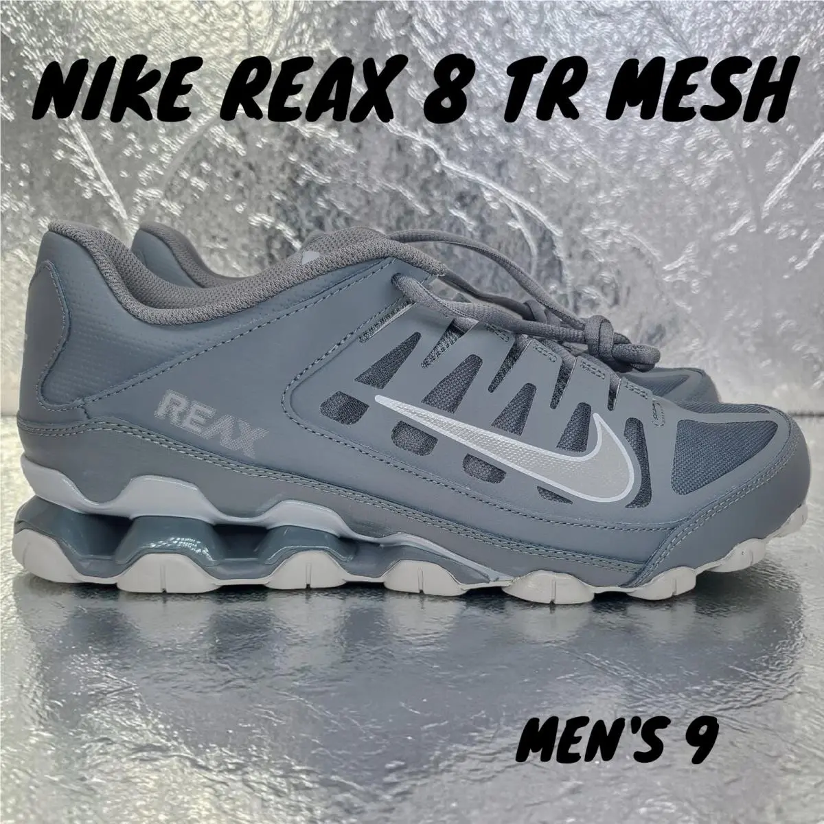 Nike Reax 8 TR Mesh 621716-010 Wolf Grey Cross Training Athletic Shoes Mens 9 - Gray