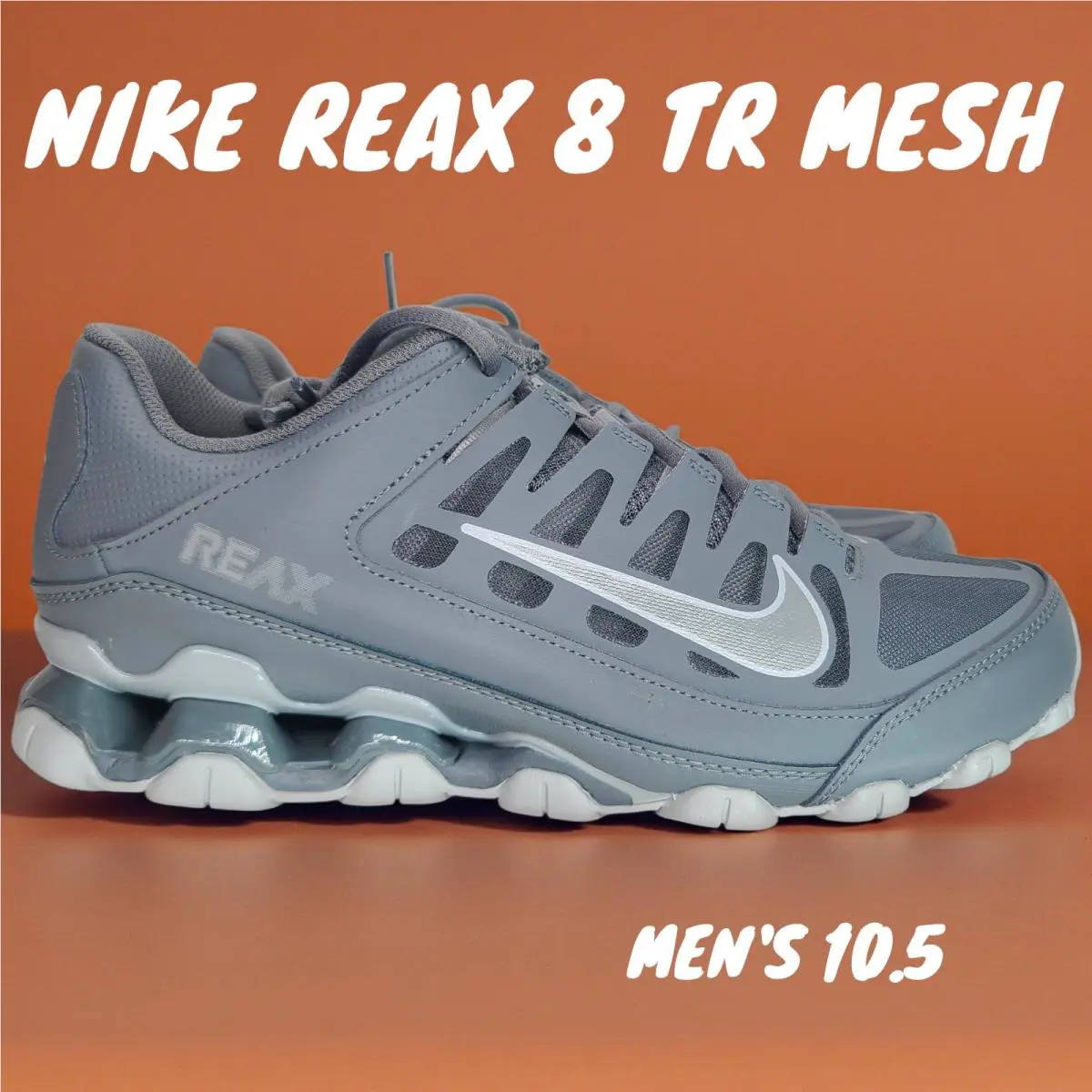 Nike Reax 8 TR Mesh Wolf Grey Cross Training Athletic Shoes Men`s Size 10.5 - Gray
