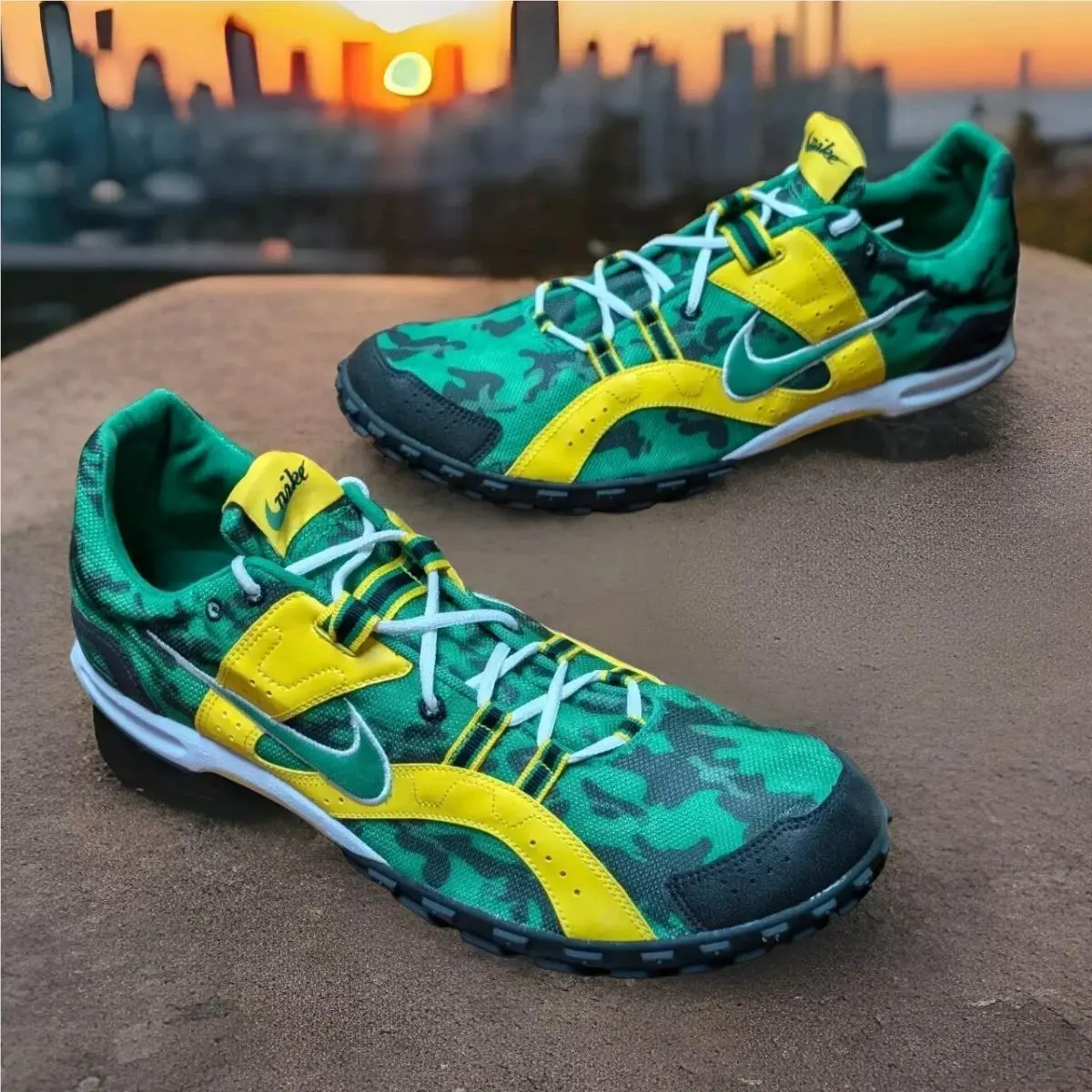Mens Nike Zoom Waffle XC VI Varsity Green Camo Yellow Cross Country Sz 8.5