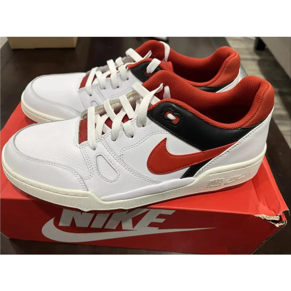 Nike Full Force Lo Menssneakers White /red FB1362-102 Size 11.5 - White