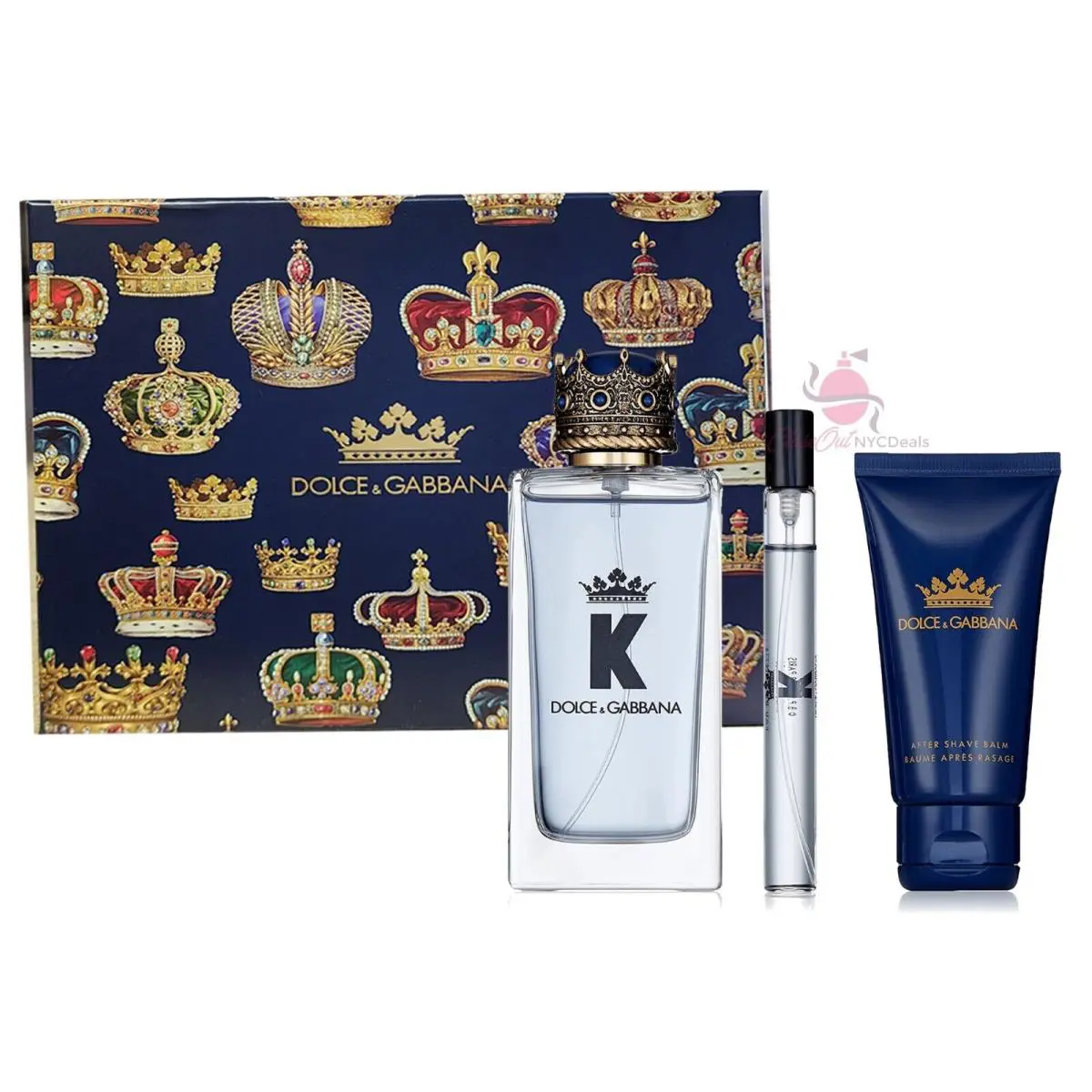 K by Dolce Gabbana 3PC Set For Men-3.3 oz EDT+0.33 oz Edt Sp+1.6 oz A/shave Balm