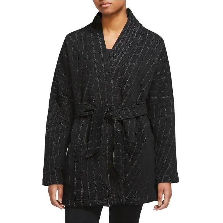 Nike Yoga Therma-fit Luxe Robe Women`s 3X Kimono Black Reversible Tie Front