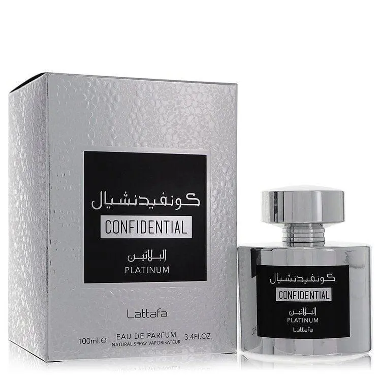 Lattafa Confidential Platinum by Lattafa Eau De Parfum Spray Unisex 3.4 oz Me