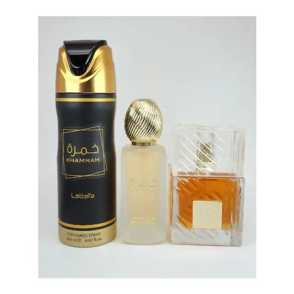 Khamrah Collection Gift Set Eau DE Parfum 3.4FL.OZ Body SPRAY6.67FL.OZ by Lattafa