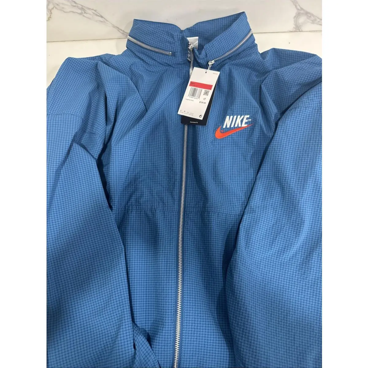 Nike Sportswear Men`s Lined Woven Jacket Dark Marina Blue DM5286-407 Large
