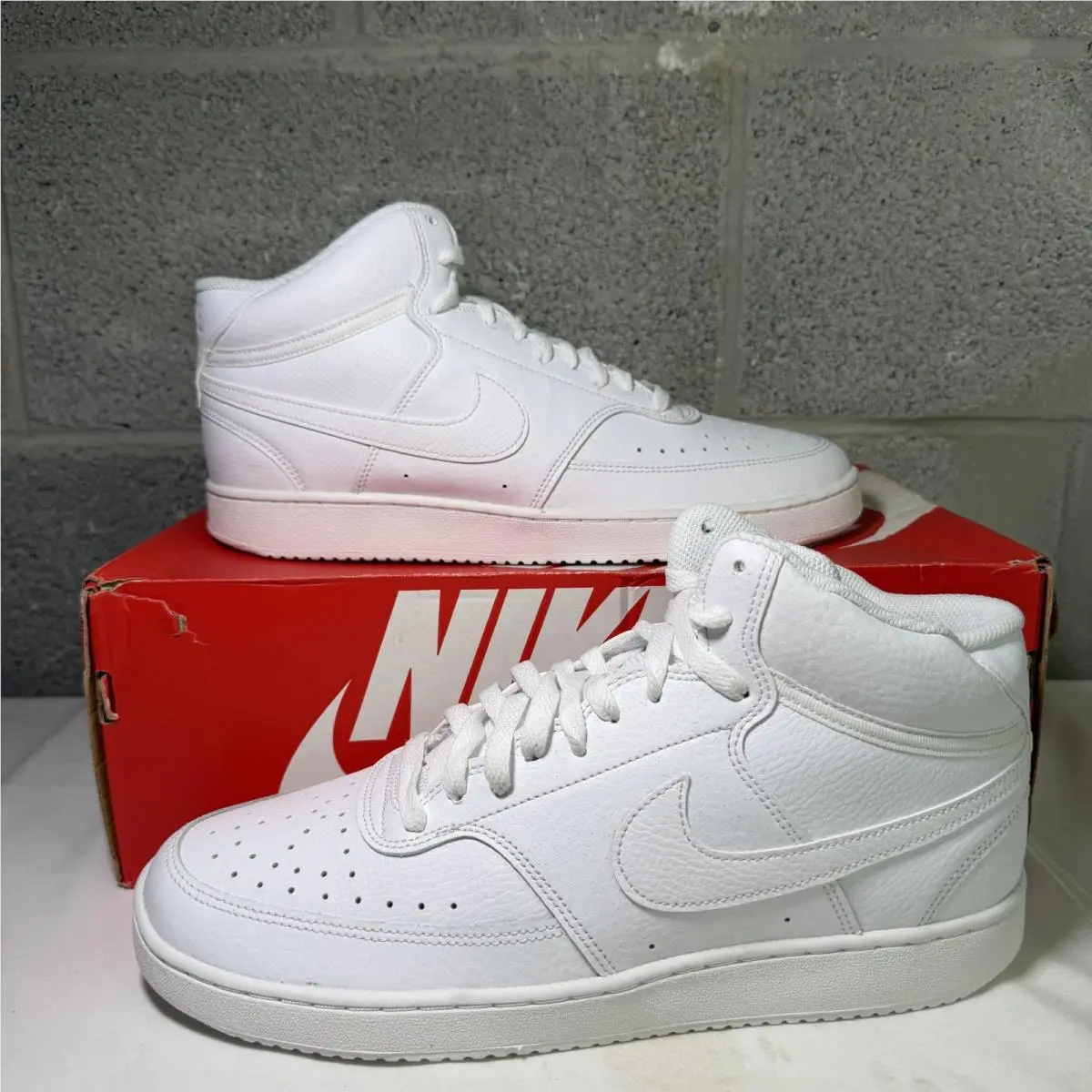 Nike Court Vision Mid Basketball Shoes CD5436-100 White Men`s 10.5 / Women`s 12 - White