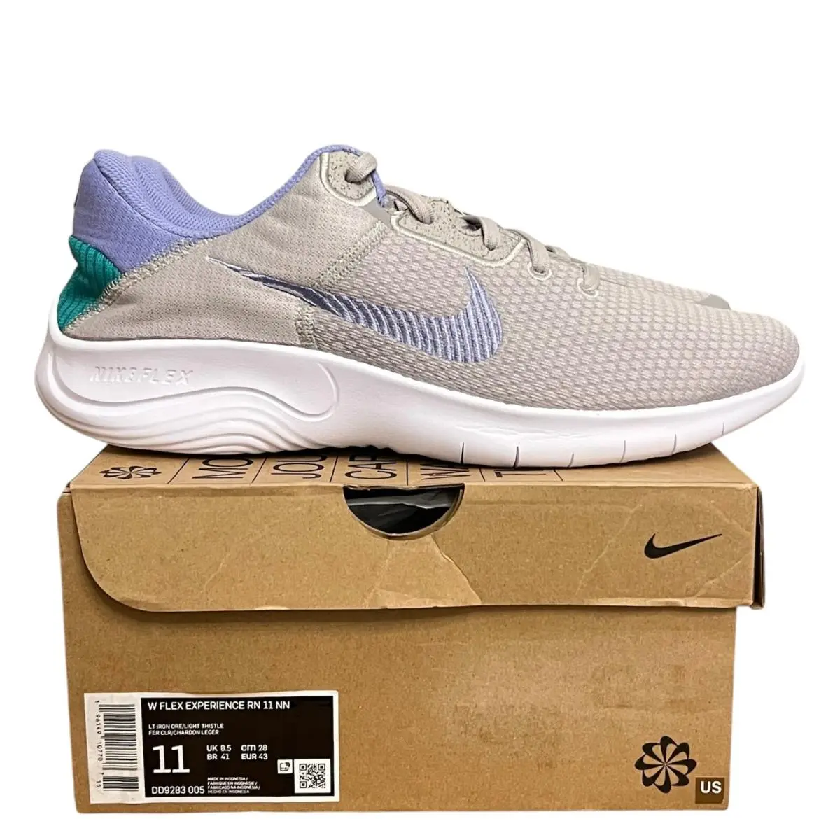 W Nike Flex Experience Run 11 NN Size 11 Athletic Shoes Grey/purple DD9283-005