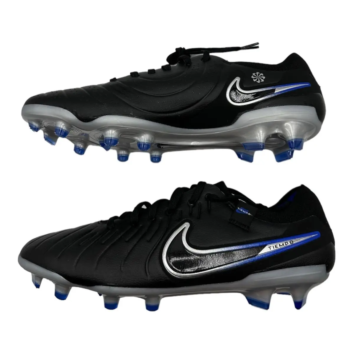 Nike Tiempo Legend 10 Pro FG Black Bue Soccer Cleats DV4333-040 - Men`s Size 8.5 - Black