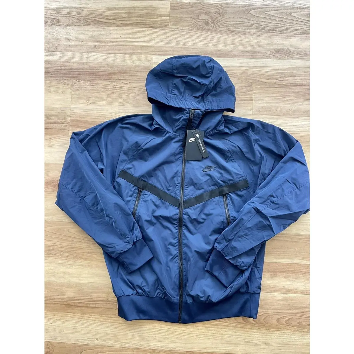 Premium Essentials Men`s Unlined Hooded Windrunner Jacket Blue Size Small by Nike