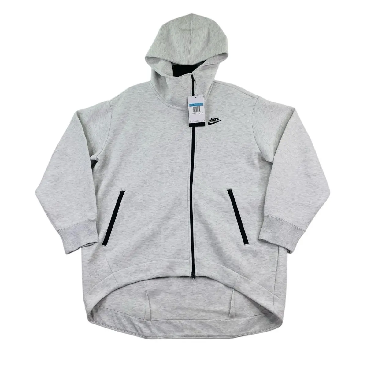 Nike Tech Fleece Oversized Full-zip Cape Hoodie Sz M Light Gray Women FB8243-013