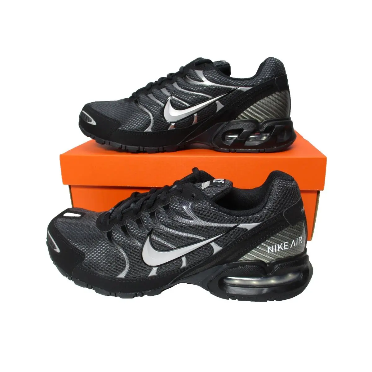 Nike Air Max Torch 4 Black Anthracite Metallic Silver Sneakers Shoes Mens Sz 10
