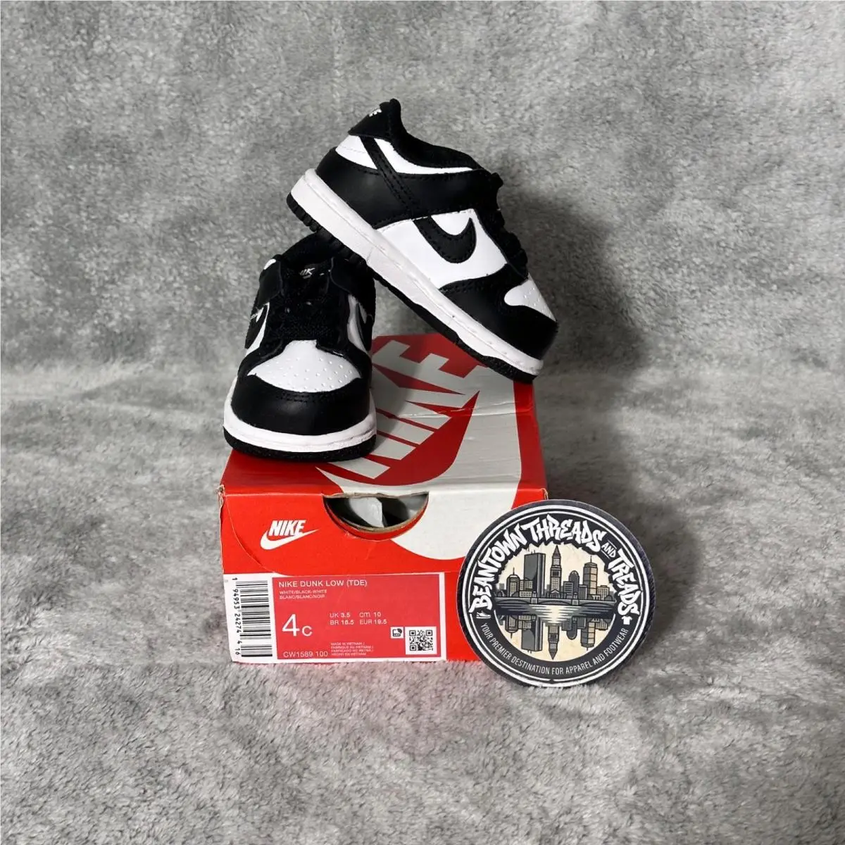 Nike Dunk Low TD Panda Black White Toddle Size 4C CW1589-100 Baby OG Box