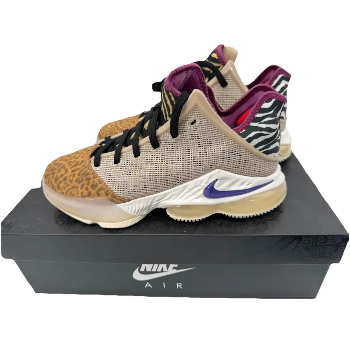 Nike Lebron 19 Low Shoes Safari Rattan Sail Black DM1058-200 Men`s 11