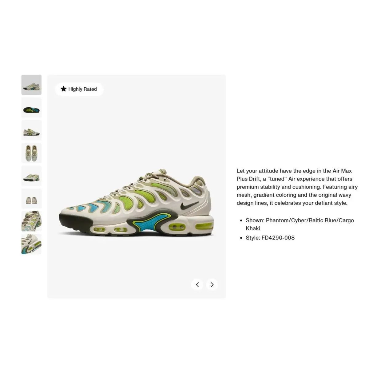 Nike shoes - Nike Air Max Plus Drift - FD4290 008 - Phantom, Cargo Khaki, Cyber, Baltic Blue 7