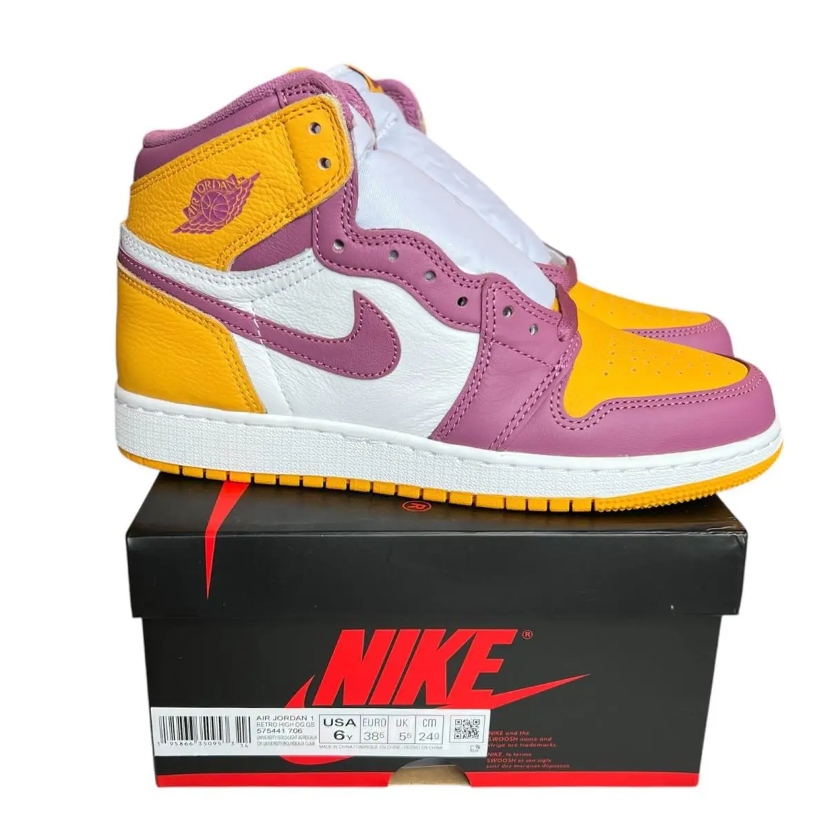 Size 6Y Nike Air Jordan 1 Retro Hi OG GS Brotherhood Basketball Shoes 575441-706