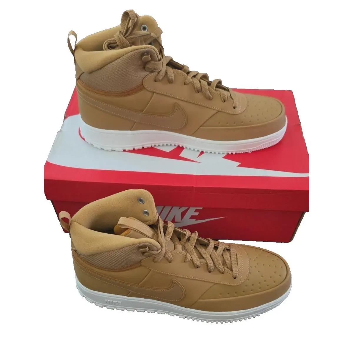 Court Vision Next Nature Men`s Mid-top Shoes Size 12 Brown/ White by Nike