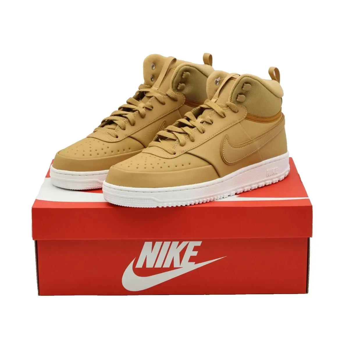 Size 9 Nike Basketball Sneakers Court Vision Winter Mid Gold DR7882-700 Mens