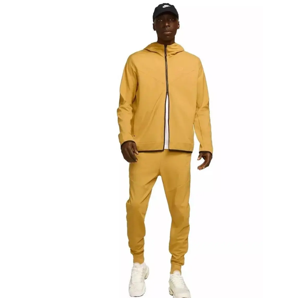 Tech Essentials Jacket Gold Black Hooded Full Zip Men M DX0822-725 by Nike