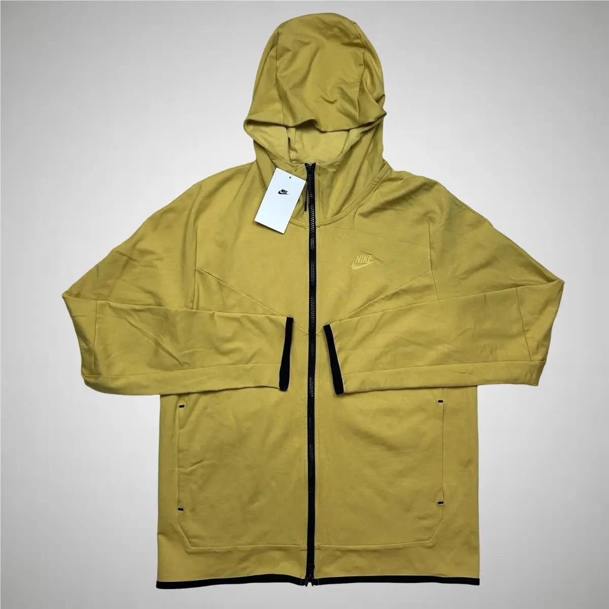 Nike Tech Essentials Jacket Gold Black Hooded Full Zip Men M DX0822-725