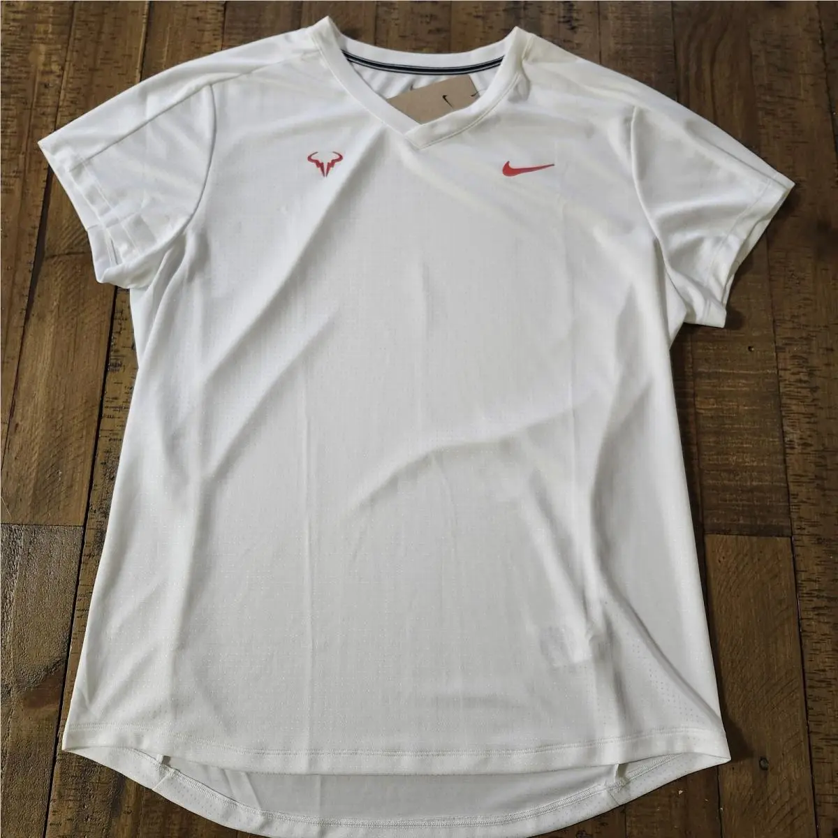 Nike clothing - Nike Court Rafael Nadal ADV Top - White Crimson Red 0