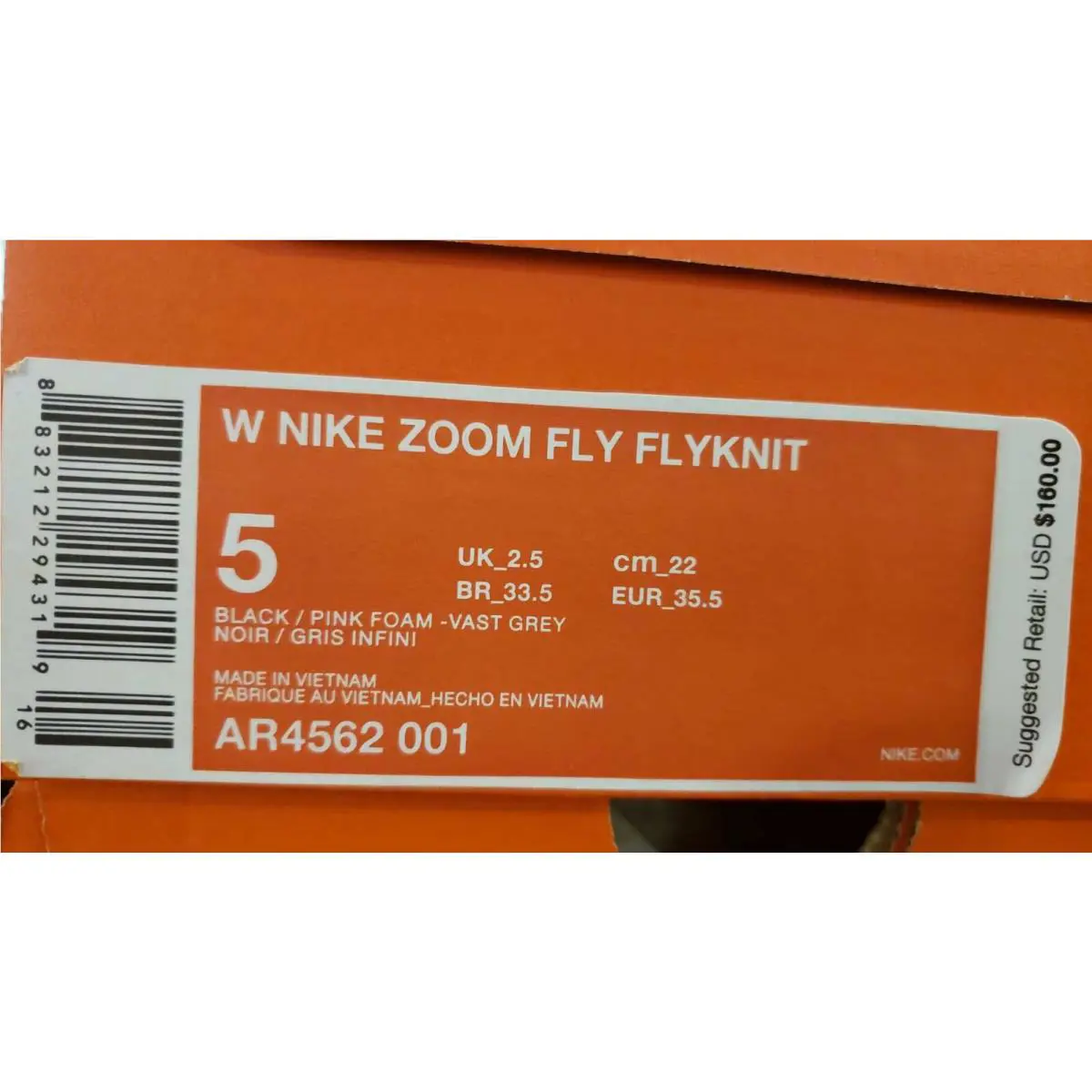 Nike shoes - Nike Zoom Fly Flyknit - Zoom Fly Flyknit - AR4562 001 - Black/Pink Foam-Vast Grey (UPC: 883212294319) 5