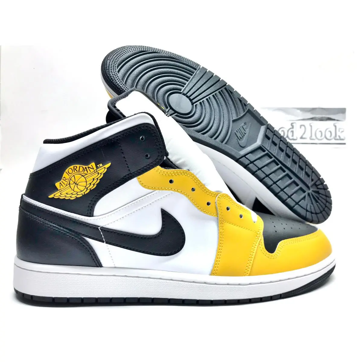 Nike Air Jordan 1 Mid Yellow Ochre/black-white Size Men`s 14 DQ8426-701