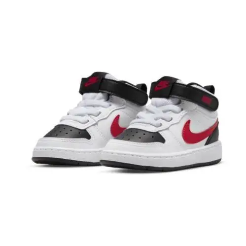 Nike Infant Court Borough Mid 2 White University Bed Black CD7784110 - WHITE UNIVERSITY BED BLACK