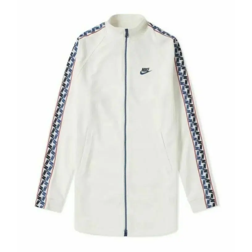 Nike Men`s Taped Retro Track Full Zip Jacket White Medium AJ2681 133 W Tags