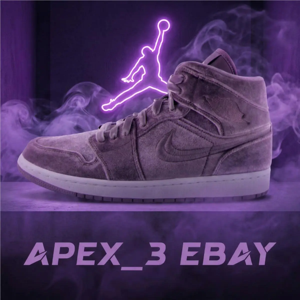 Nike Wmns Air Jordan 1 Mid SE Purple Smoke Velvet Plush Luxe Women Size 12