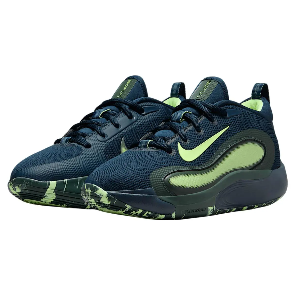 Nike Isofly GS Total Navy Green Basketball Size 6Y Hoopers FN4384 400 - Green