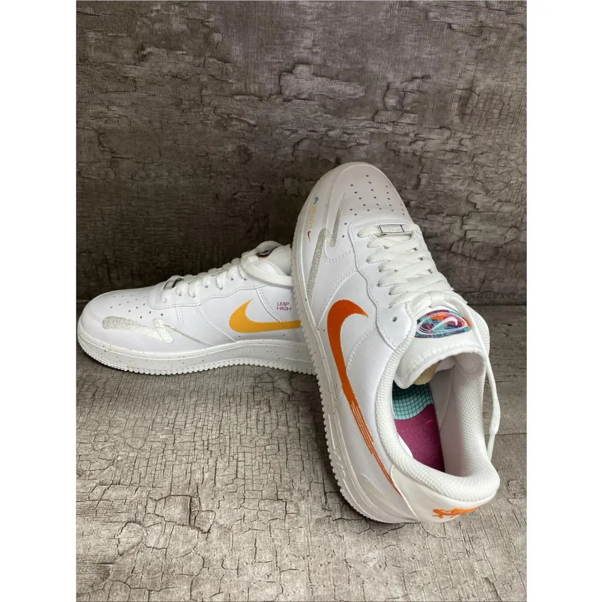 Nike shoes - Nike Wmns Air Force 1 - FD4622-131 - White/White/Safety Orange/Washed Teal 5