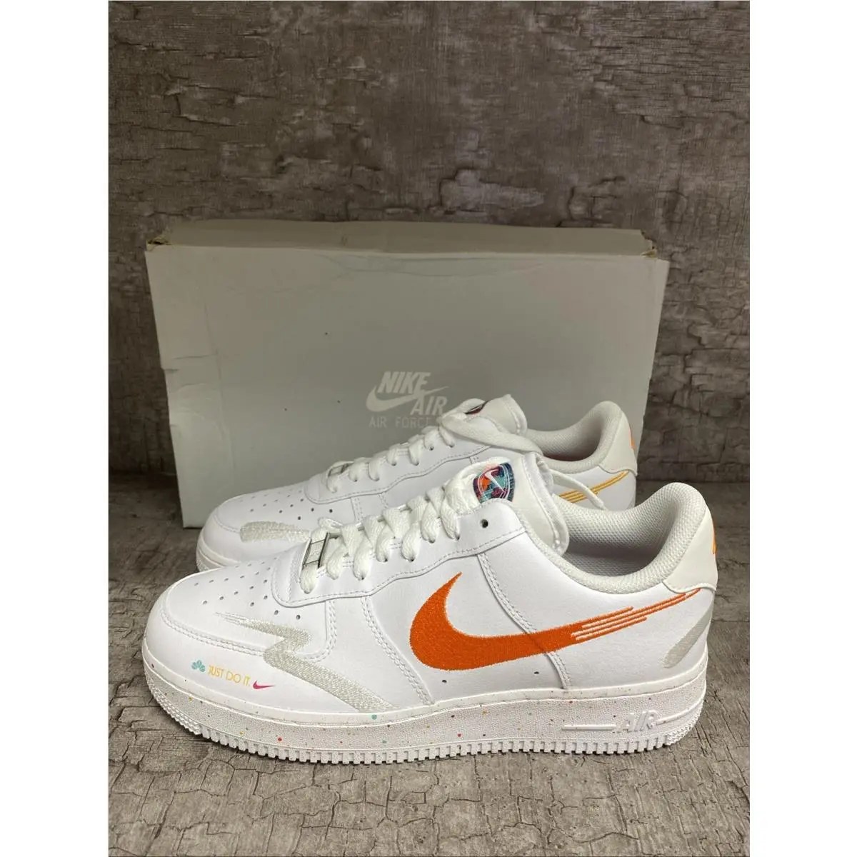 Nike shoes - Nike Wmns Air Force 1 - FD4622-131 - White/White/Safety Orange/Washed Teal 6