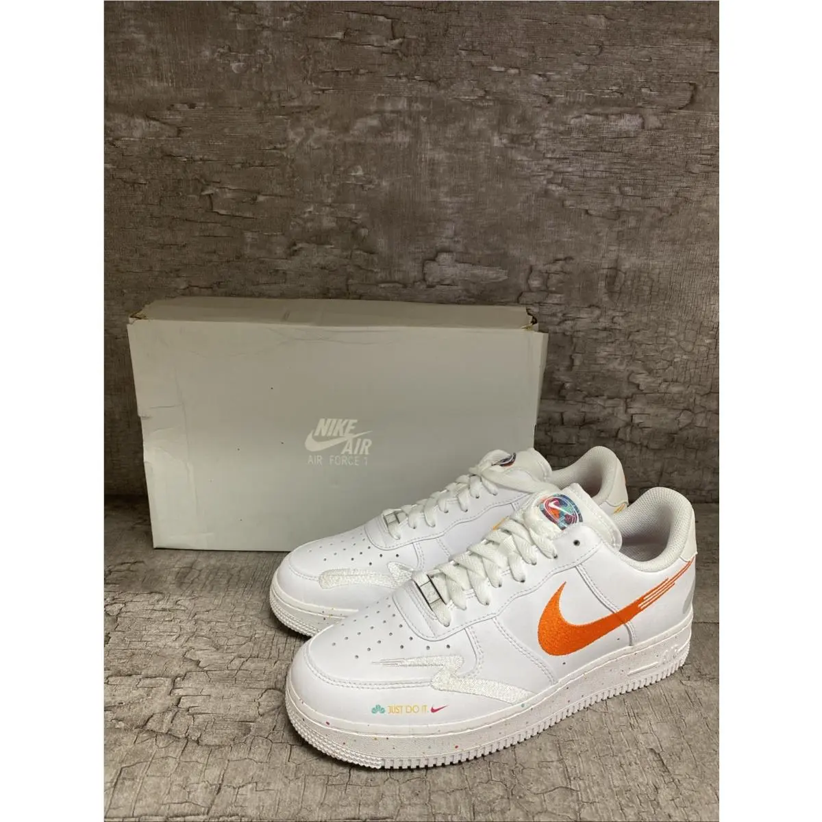 Nike shoes - Nike Wmns Air Force 1 - FD4622-131 - White/White/Safety Orange/Washed Teal 7