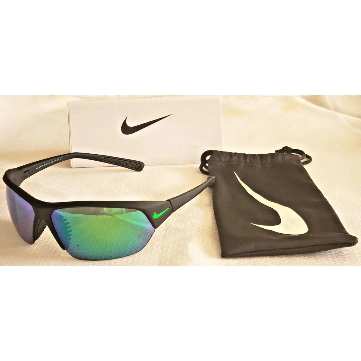 Nike Skylon Ace Men`s Semi Rimless Sport Wrap Sunglasses EV1125 003 Made Italy