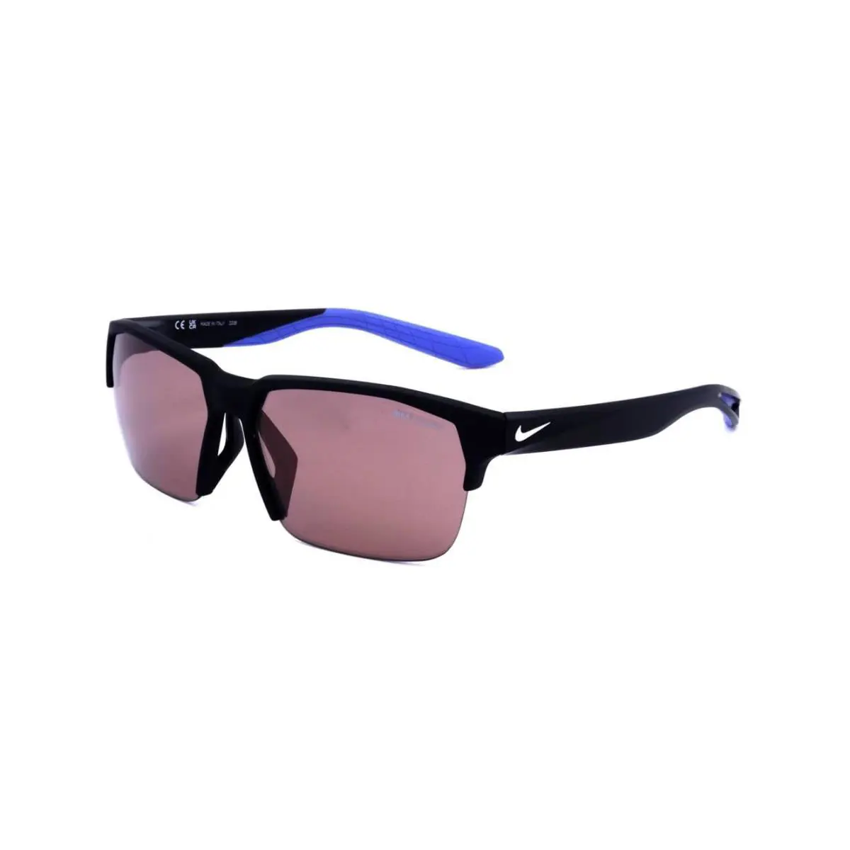 Nike CU3746-010 Matte Black Blue Maverick Free E Sunglasses W/course Tint Lens - Matte Black/White/Course Tint, Frame: Black, Lens: Course Tint