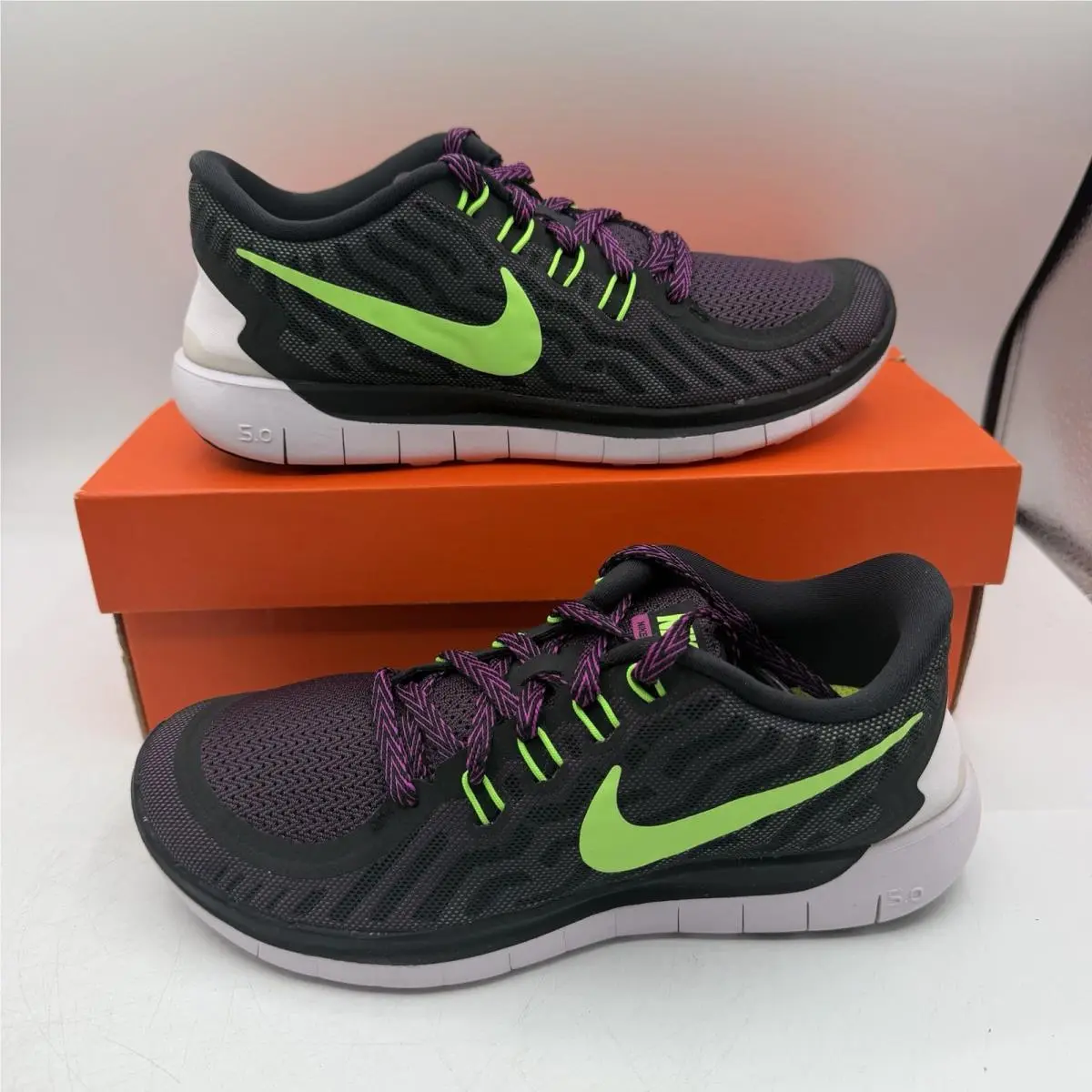 Nike Free 5.0 Running Shoes Womens Sz 6.5 Black/flash Lime Sneakers 724383-005