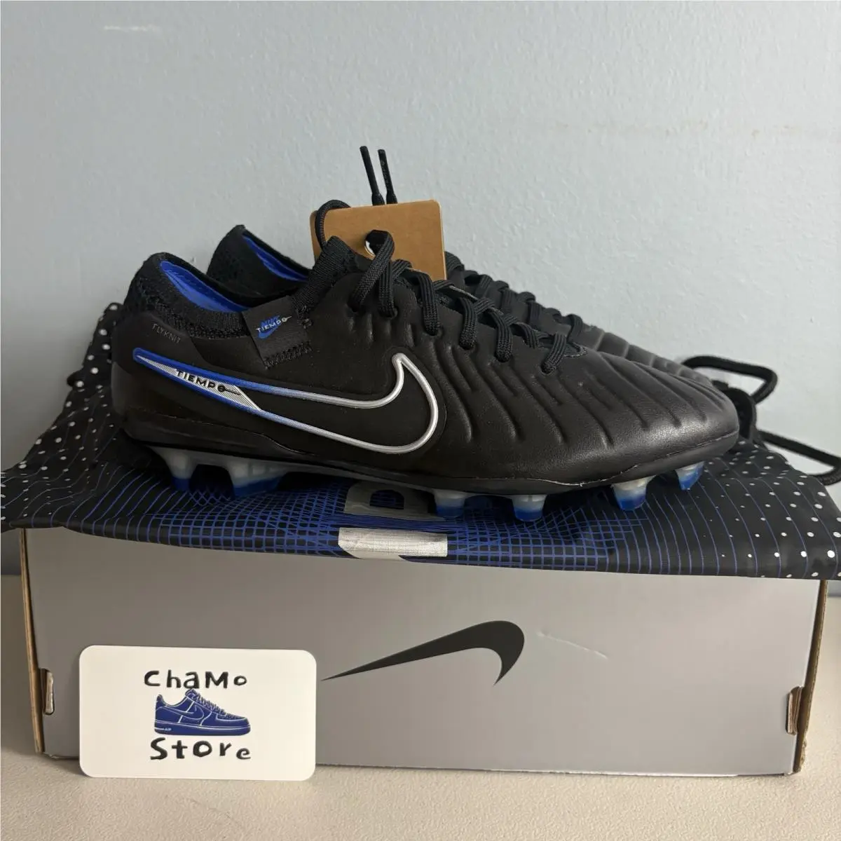 Tiempo Legend 10 Elite FG Soccer Black Chrome Blue DV4328-040 Mens Size 6 by Nike