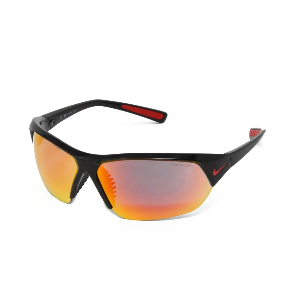Nike Sunglasses Skylon Ace M Men`s Wrap Black 69mm Red Mirror Lens FQ4684-010 - Frame: Black, Lens: Red