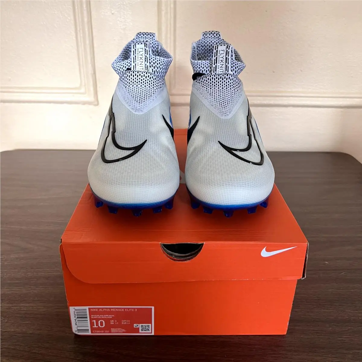 Nike Men`s Niike Alpha Menace Elite 3 Football Cleats Game Royal CT6648-101 Size 10