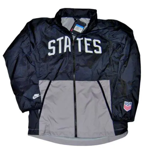Men`s Nike Usa Black Full Zip Windbreaker Jacket with Hood CN7075-010 Sz Medium - Black